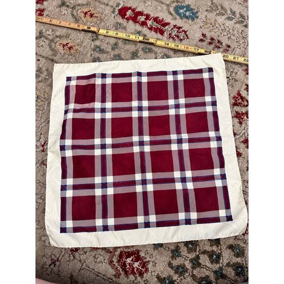 Vintage Polo by Ralph Lauren Blue & Red Plaid 100% Silk Square Scarf Set of 2 - Picture 8 of 11